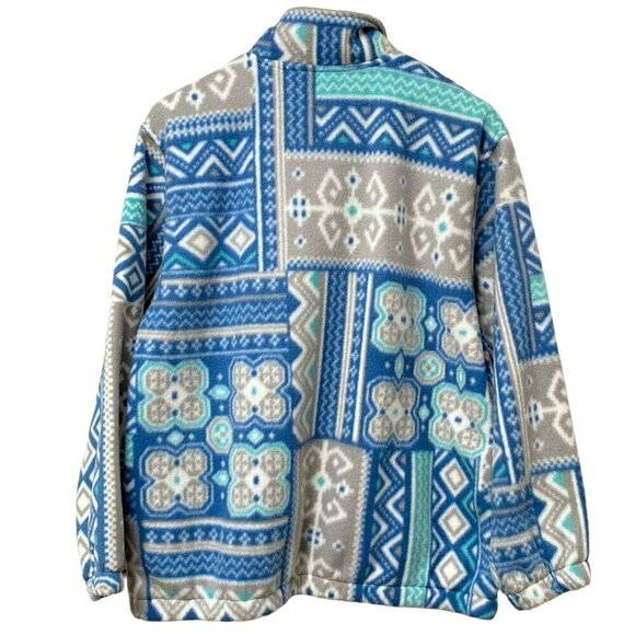 ALFRED DUNNER Fleece Zip Front Jacket Size Small Blue Boho Patchwork - Picture 4 of 8